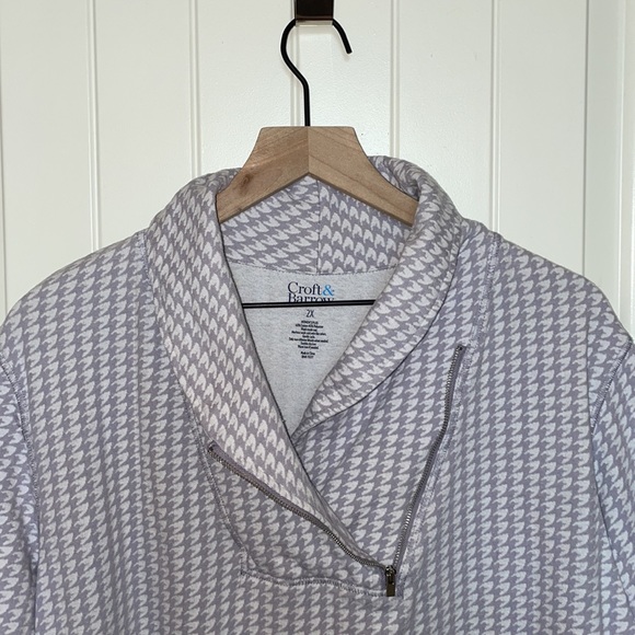 Croft & Barrow® Shawl Collar 1/4-Zip Jacquard Sweatshirt- Hounds tooth pattern - Picture 4 of 9